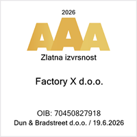 Factory X - Bonität Gold AAA Zertifikat Bonität Exzellenz 2025.